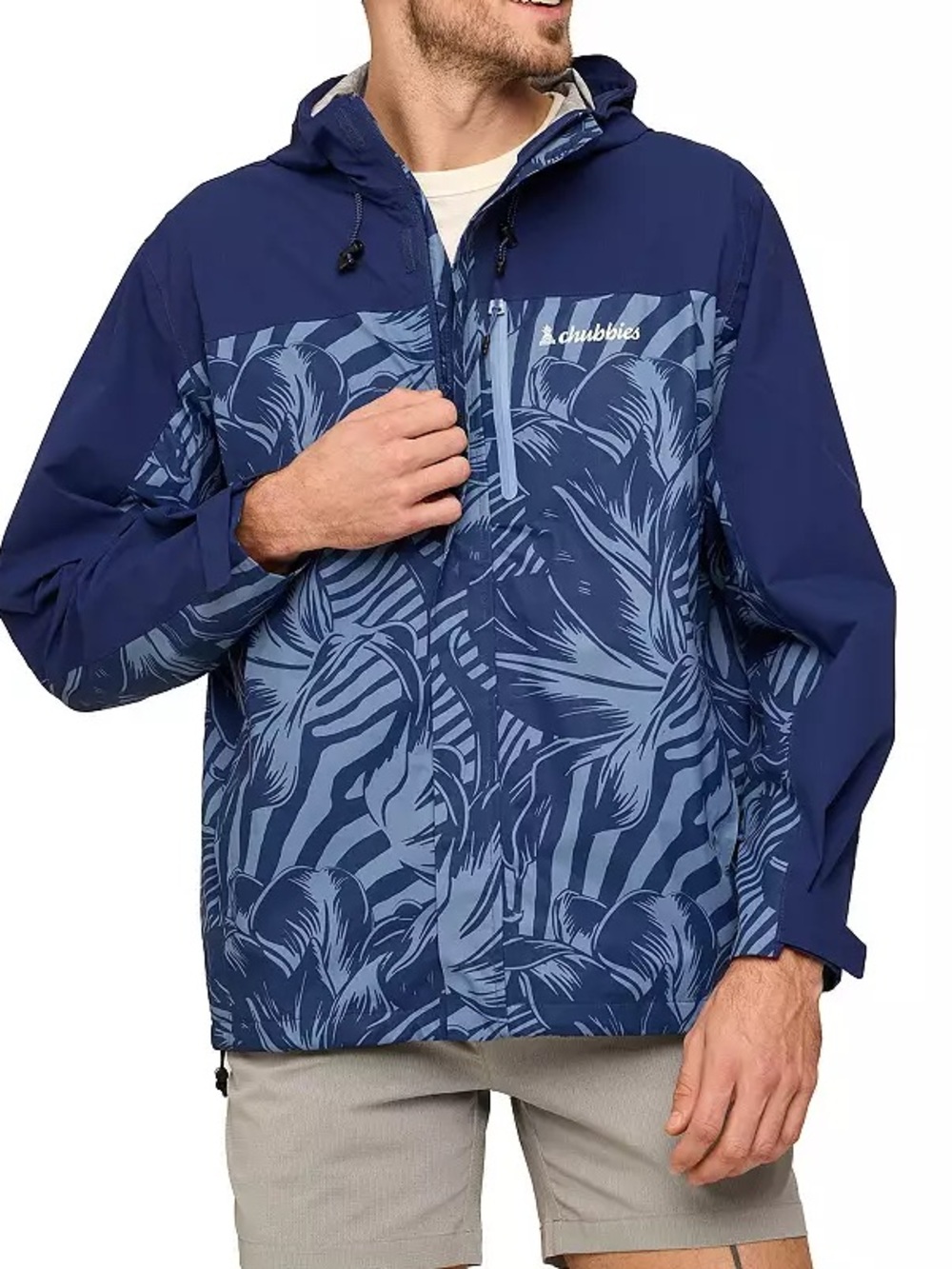 NWT Chubbies Men's Hooded Rain Jacket size Medium in Navy